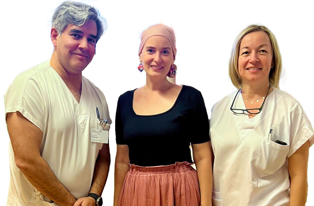 Foto: Gesundheit Burgenland V.l.n.r.: Prof. Dr. Kazem Nouri, Sandra (31-jährige Patientin aus Oberpullendorf), BMA Andrea Binder